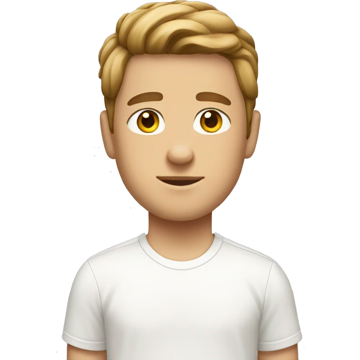 White boy with a brown curtains haircut in a white Nike shirt emoji