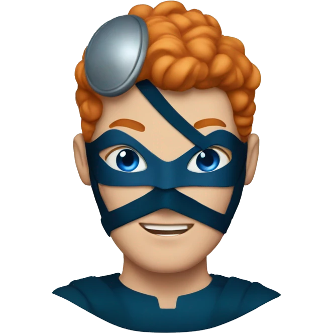 masked superhero with blue eyes ginger hair  emoji