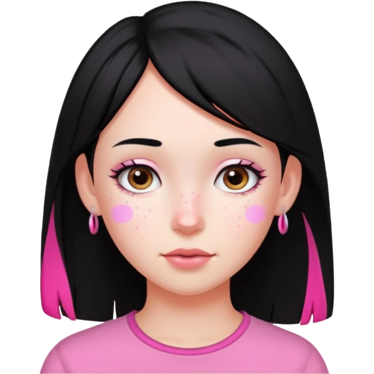 girl with black hair and pink streak by ear emoji