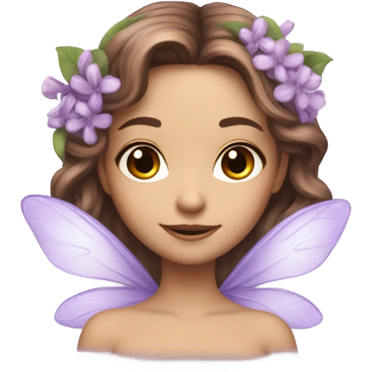 Beautiful lilac fairy long brown hair flowers emoji