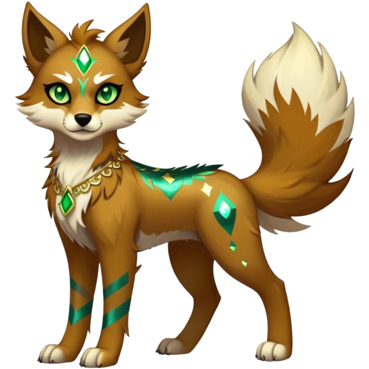 Vibrant dark edgy badass cool Falvie-Fionbri-creature-sparkle-canine-fursona, full body, with random markings emoji