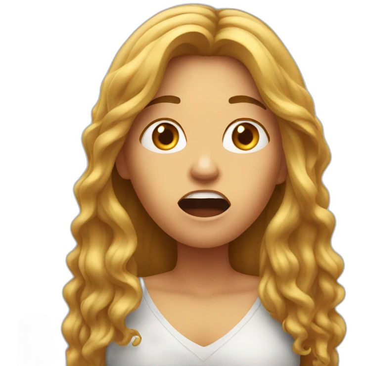 long hair woman in shock emoji