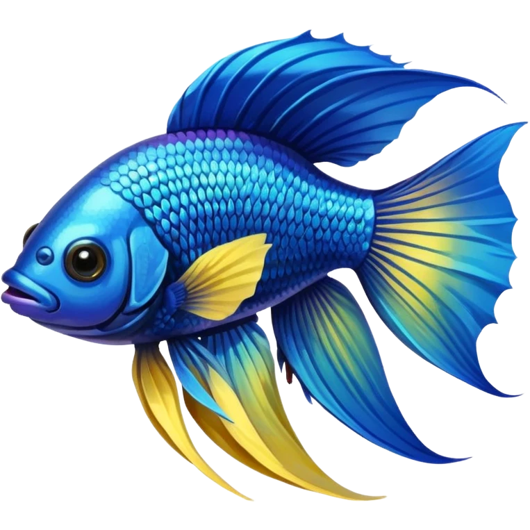  PK betta fish with blue and yellow  emoji