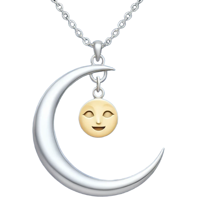 Moon charm in necklace – silver crescent moon
 emoji