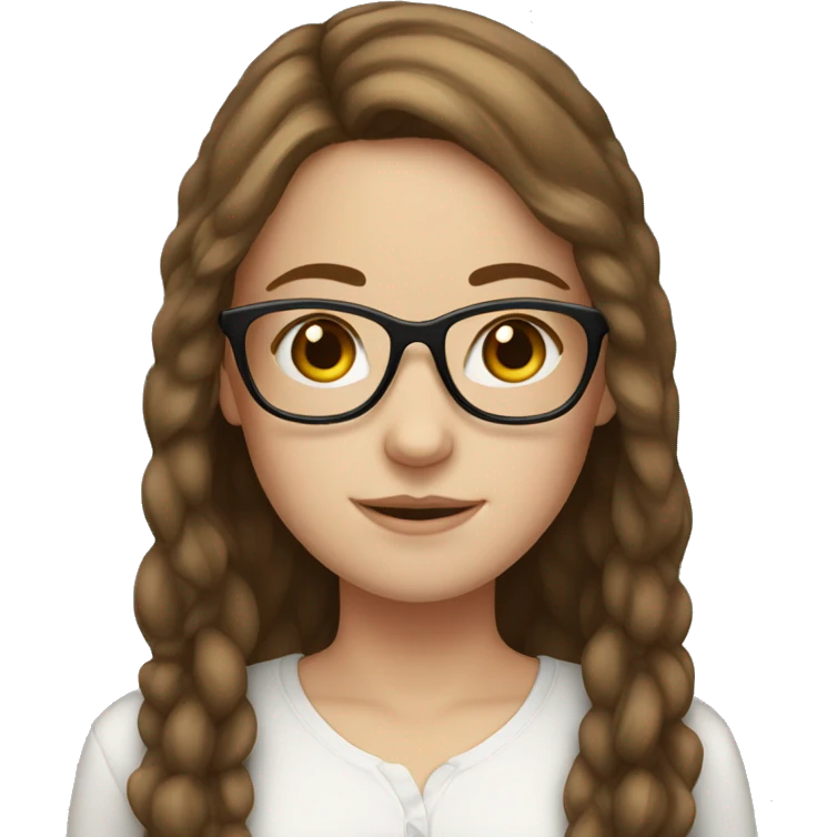 White girl with glasses and brown hair emoji