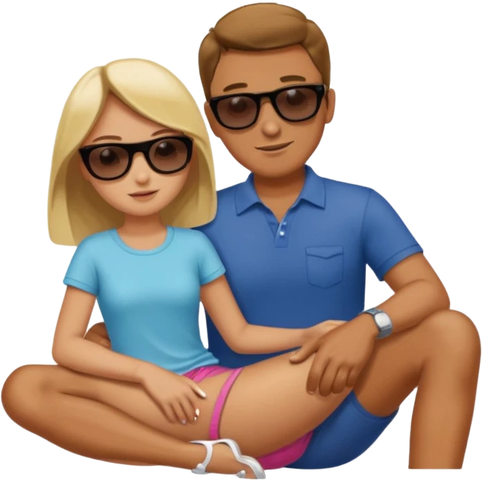 A dude touching a girl's thigh emoji