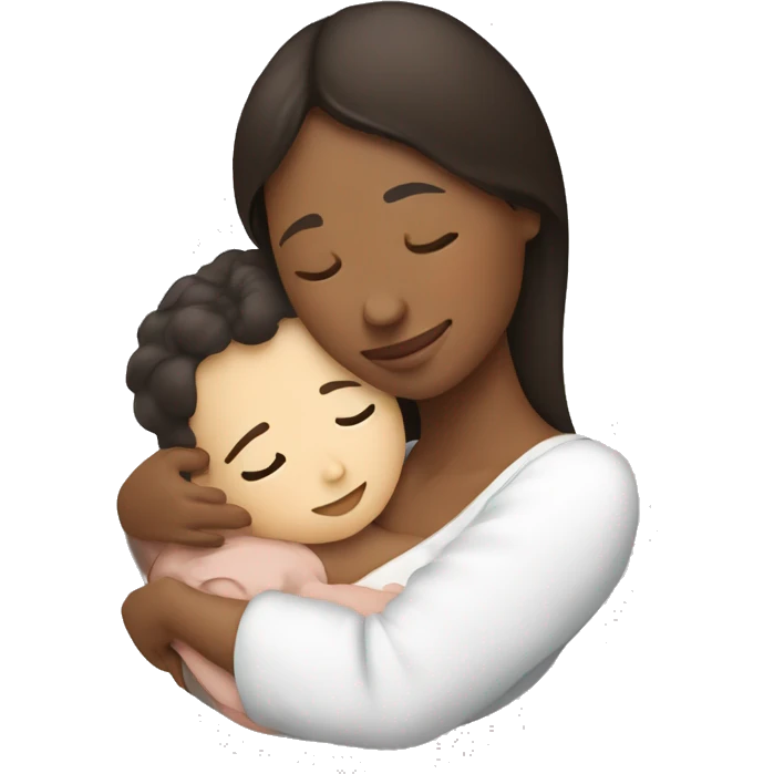 mother (brunette with white skin) hugging newborn son icon  emoji