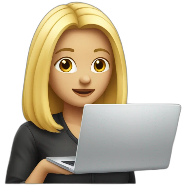 the girl with blond looking at laptop emoji