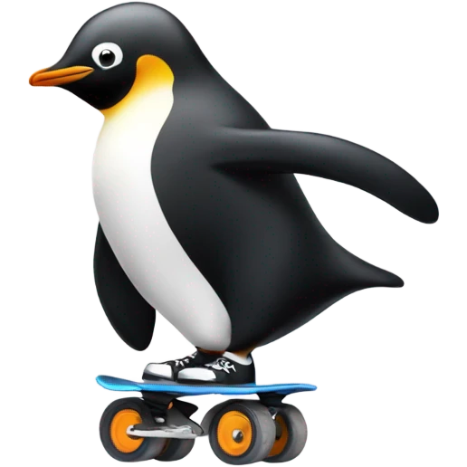 Penguin roller skating emoji