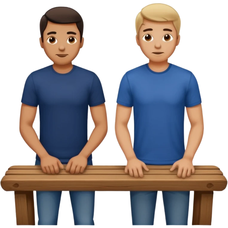 A man bent over a bench and andother man behind him emoji