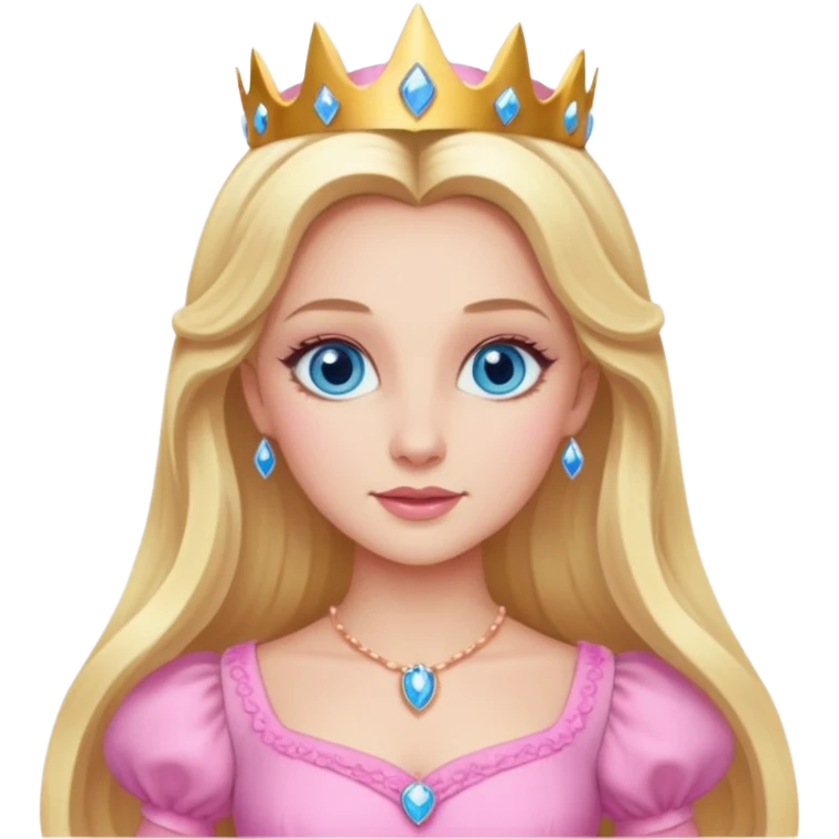 Glinda from the Wizard of Oz with blue eyes, blonde long hair, pink outfit emoji