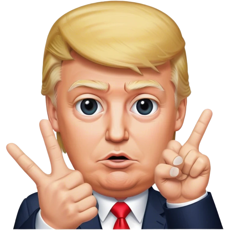 Donald  Trump shows hand  victory hyperrealistic emoji