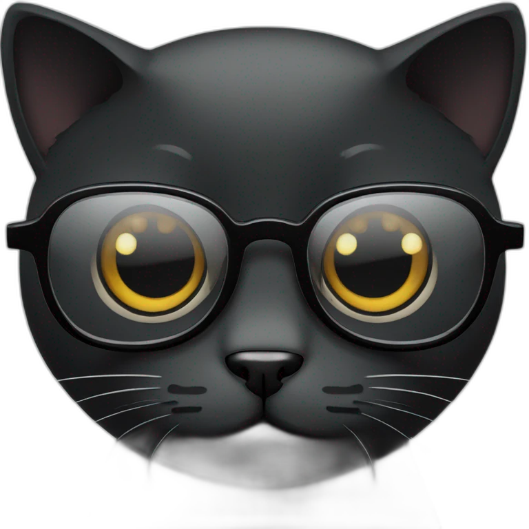 Black cat with glasses emoji