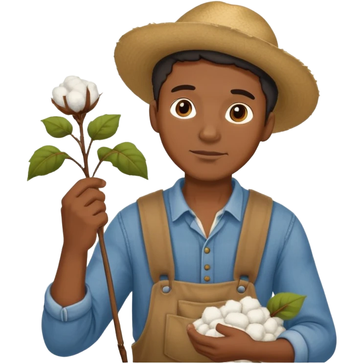black man with old clothes picking cotton  emoji