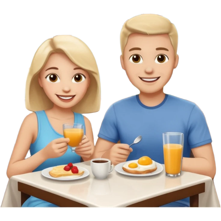 pon una pareja desayunando sedayuno de hotel emoji