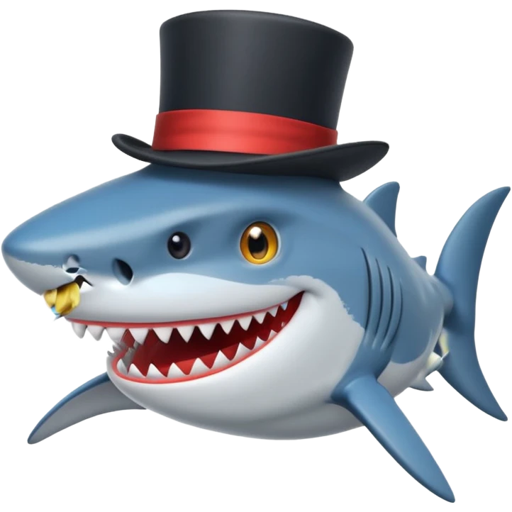 Shark with a top hat emoji