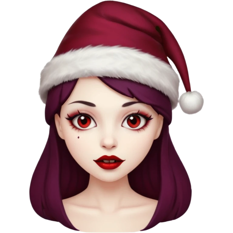sexy vampire girl with Christmas hat emoji