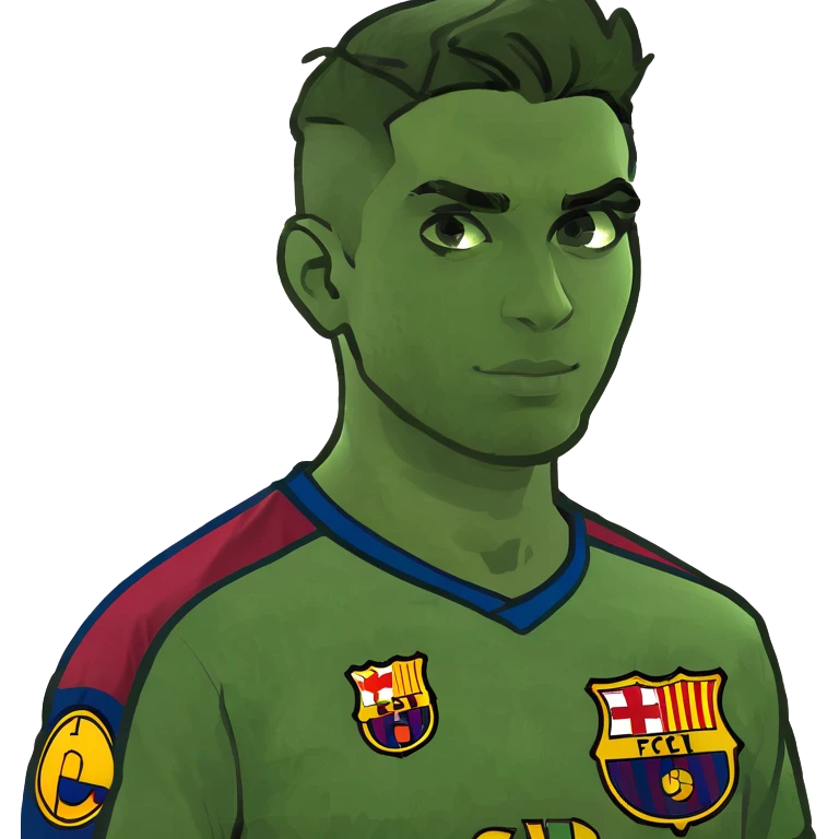 Handsome slightly tan Boy wearing a barça jersey emoji
