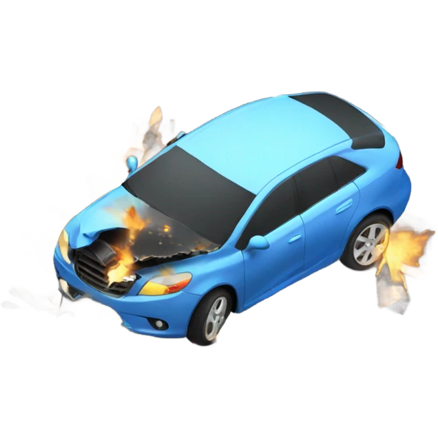 a car crashing into another car emoji