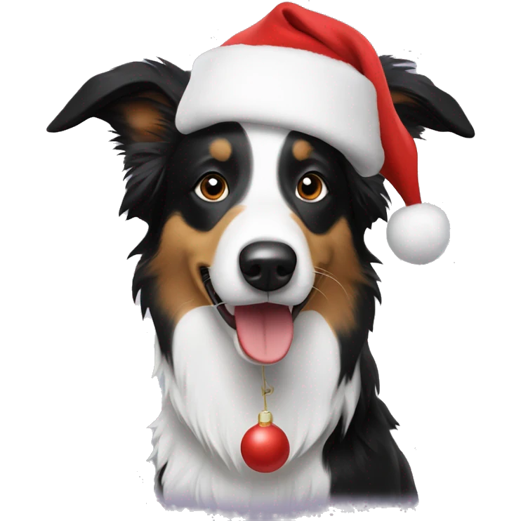 Boarder Collie with Santa Hat emoji