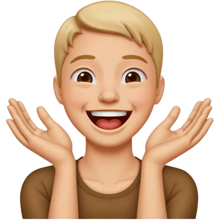 Hands across neck choking while laughing emoji