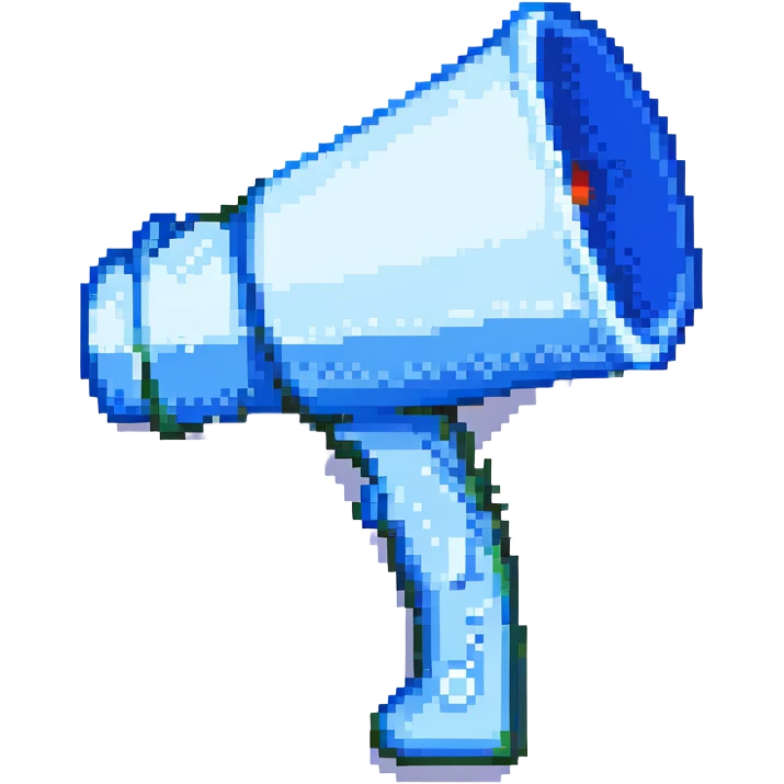 blue megaphone pixel art emoji