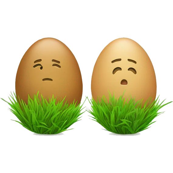 Two eggs with grass growing on them emoji