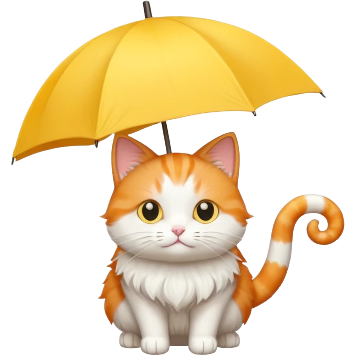 The cat is holding a yellow umbrella. emoji