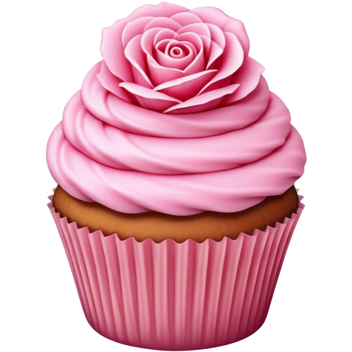 vintage cupcake with pink rose emoji
