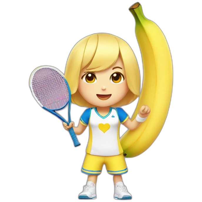 kawaii cute banana in tennis uniform emoji
