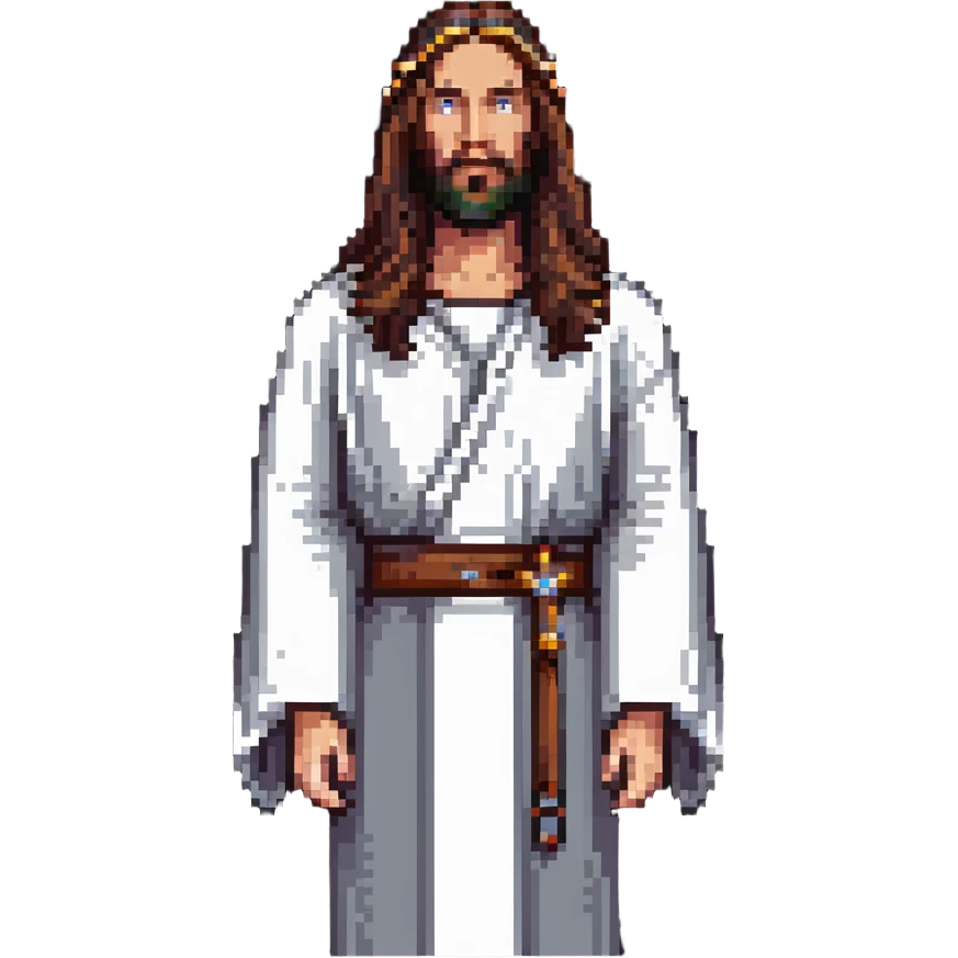 Jesus Christ with long hair and beard in robes emoji