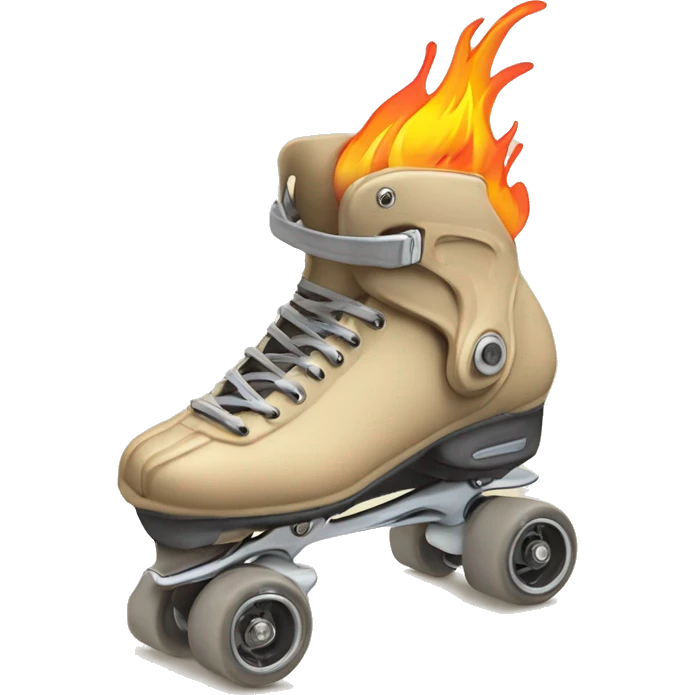 a beige rollerblade inline skate leaving fire traces just from their 3 wheels, just the object itself emoji