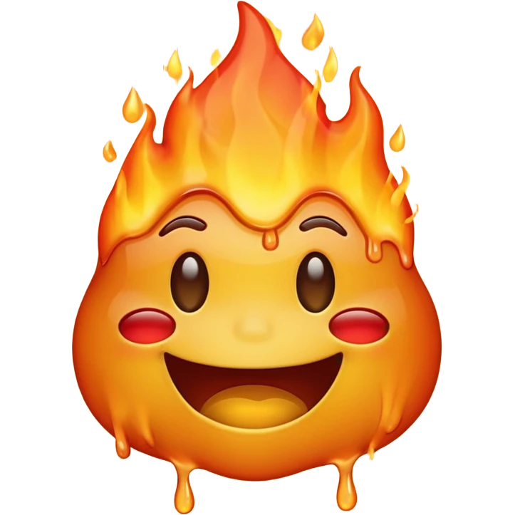 Generate an emoji that is simultaneously grinning nervously, crying, and melting while on fire.  emoji
