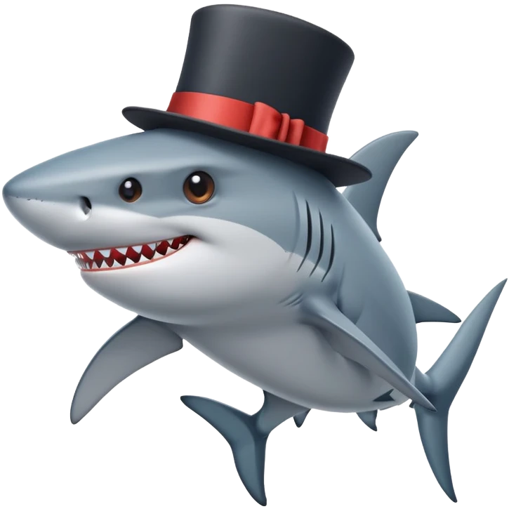 Shark with a top hat emoji