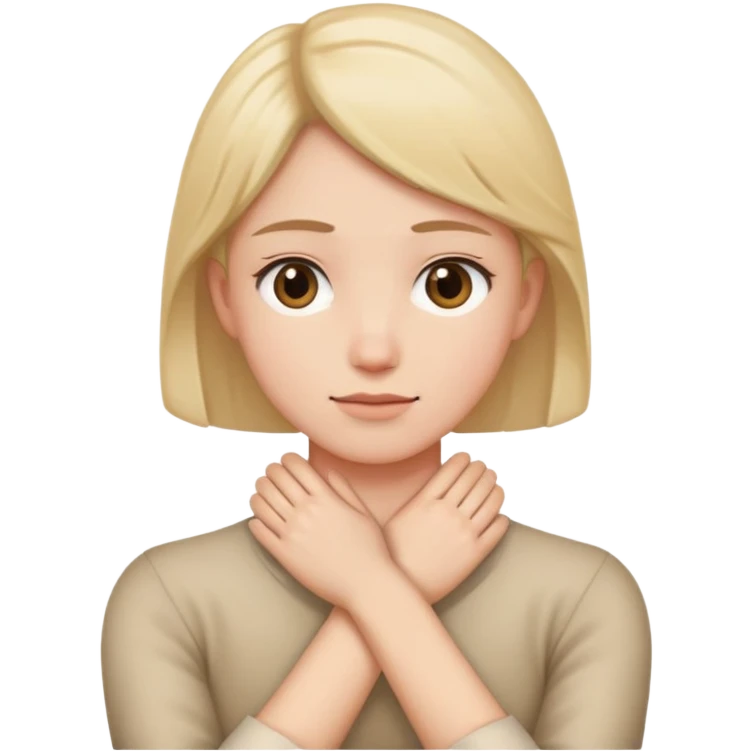 Crossing your hands and holding your necm emoji