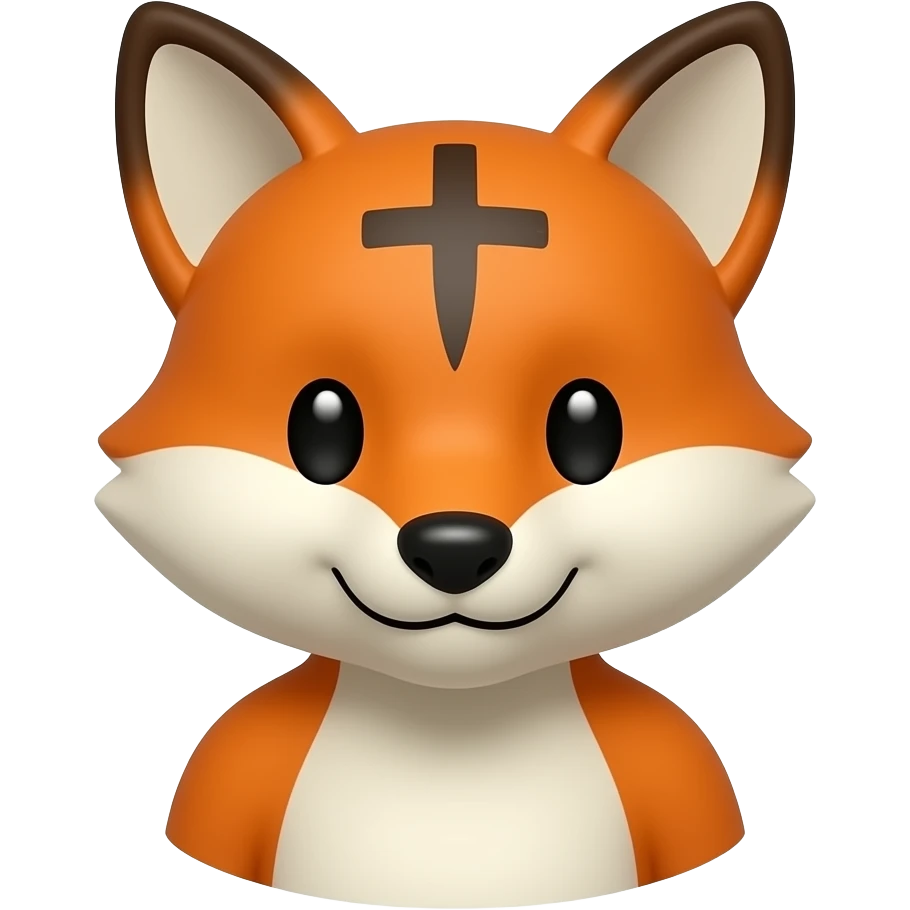 Red-orange with black cross markings fox head and shoudlers emoji