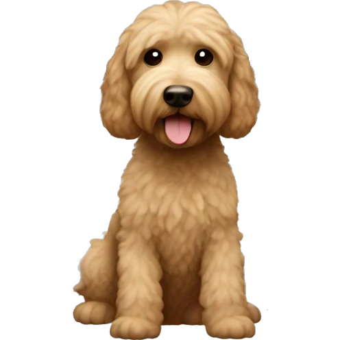 House with beige labradoodle emoji