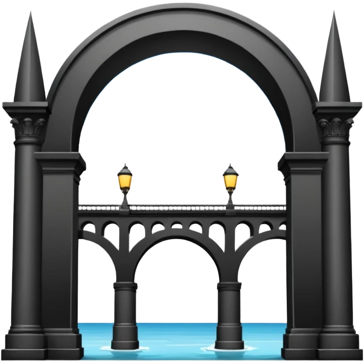 use this bridge. 2 ARCHES side by side, modern LA column in middle, bridge on top of column arch left and right emoji