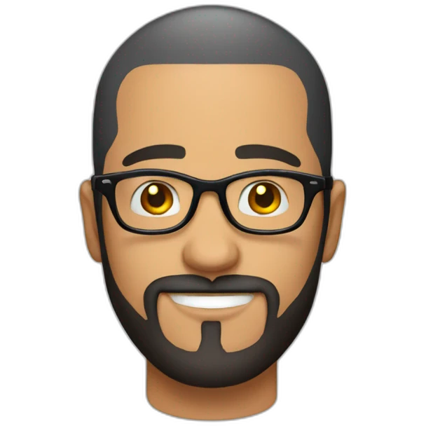 Bald latino 30 somethings with round glasses and beard emoji