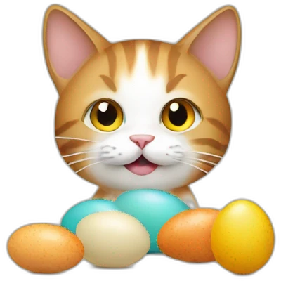 cat playing with eggs emoji