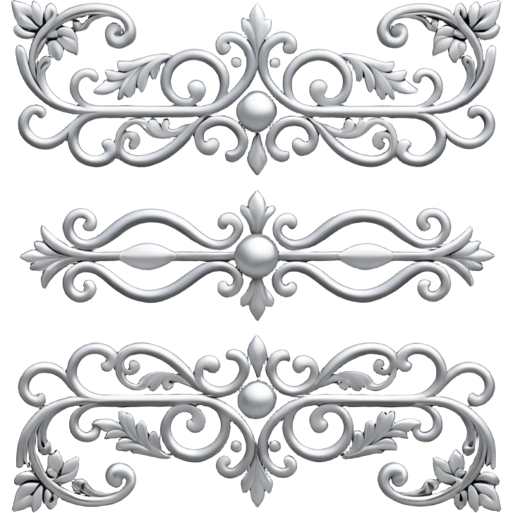 Black and silver filigree page divider, 3D, extremely detailed design emoji