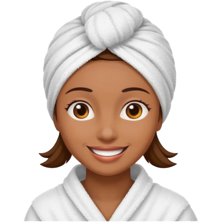 Mujer morena con una toalla en la cabeza  emoji
