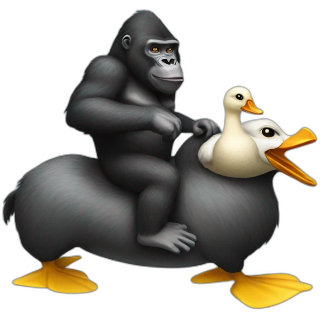 Gorilla riding duck emoji