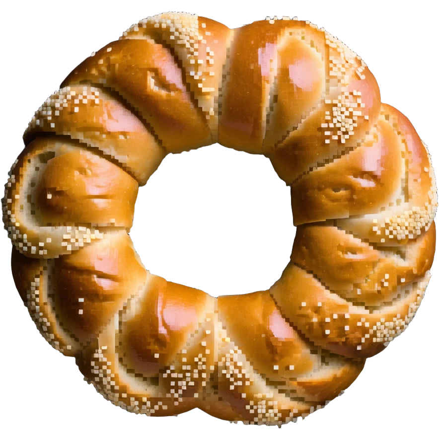 A traditional Turkish circular sesame bread, resembling a ring with a hole in the middle, covered in sesame seeds. It has a golden brown color. emoji