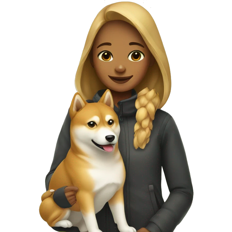 girl with shiba inu outdoors emoji