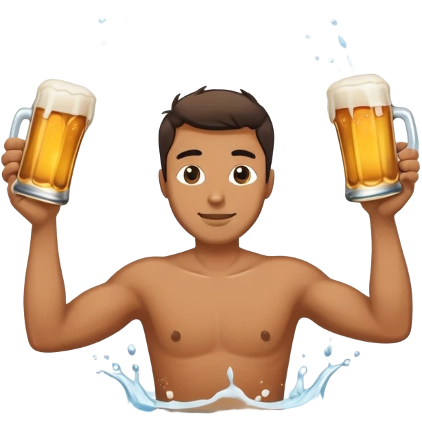 A man of culture—balancing a beer while half-submerged in water emoji