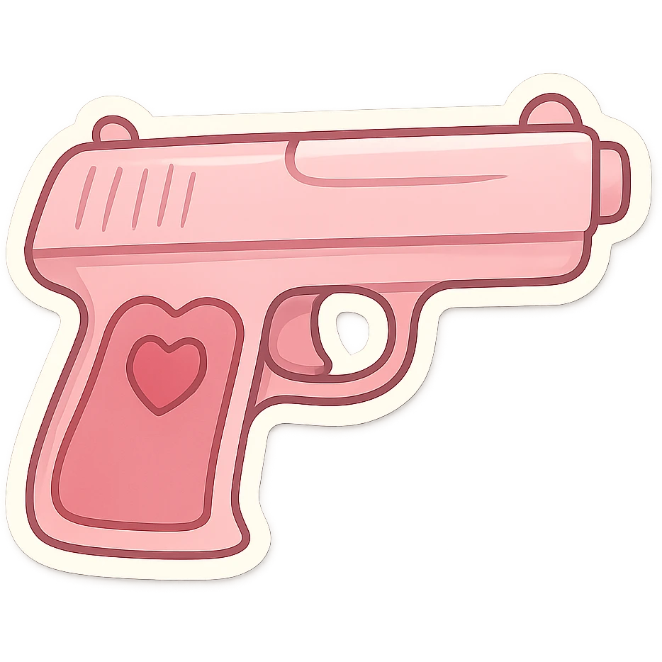 Pink heart pistol, remove background emoji