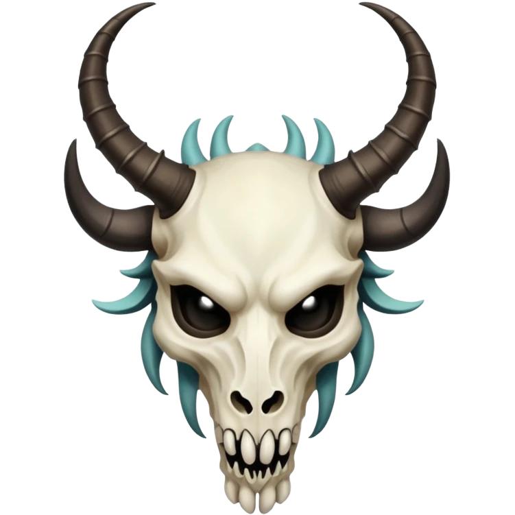 Shiny Dark Edgy  Inteleon-Amaura-Fakémon-hybrid-creature (full body) with a horned animal-skull-mask emoji