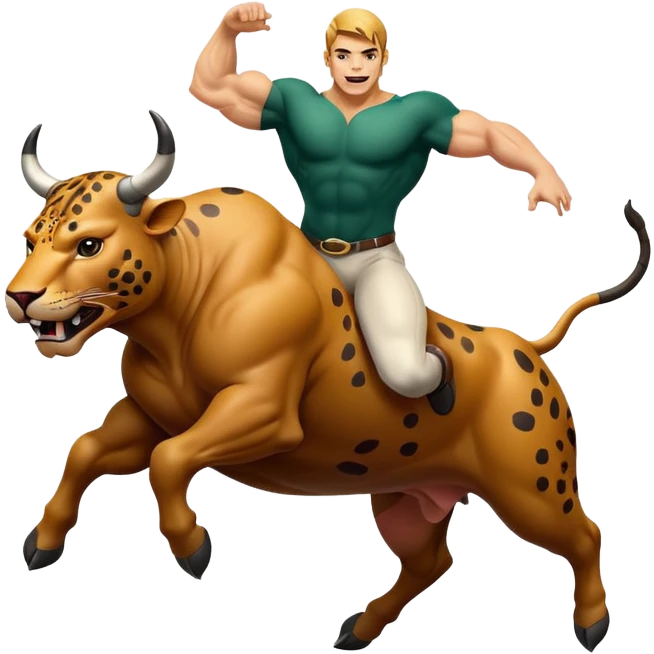 Jaguar jumping over a bull  emoji