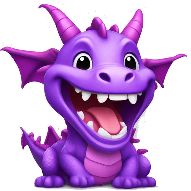 cute purple dragon laughing and  wearing purple clothes emoji